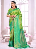 Silk Lemon Green Festival Wear Weaving Saree